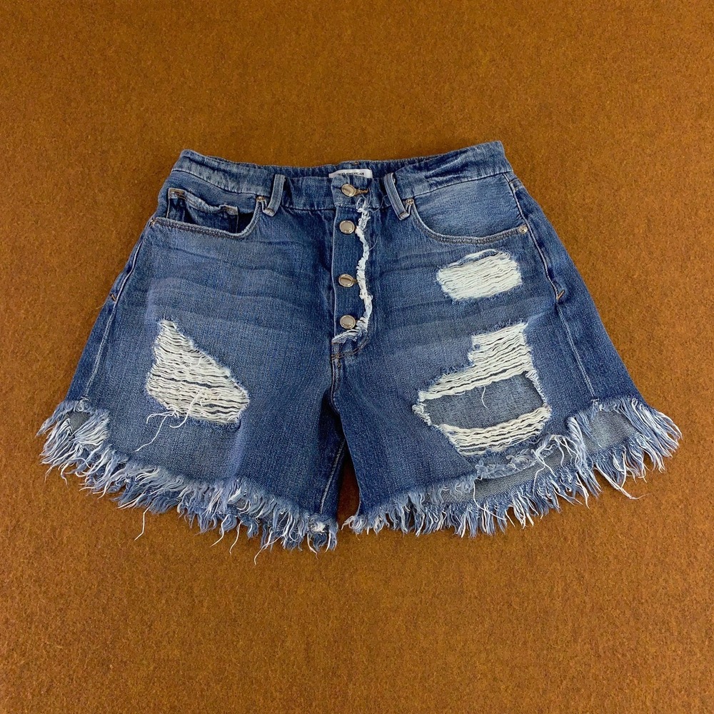 Good American‎ Womens Size 4 Button Fly Distressed Boyfriend Shorts New